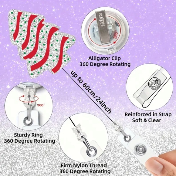 🆕🎄NIP Cute Sparkly Christmas Badge Reel - Picture 2 of 3